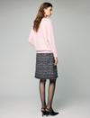 Wool Blend Braided-Trim High-Waist A-Line Skirt