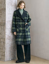 Reversible Plaid Wool-Blend Leather Trim Coat