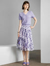 Purple Tencel Print A-Line Skirt