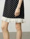 Black Polka Dot Puff Sleeve Ruffle Hem Dress