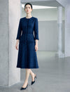 Textured Button Front Midi Dress