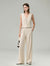 Linen Blend Wide-Leg Tailored Pants