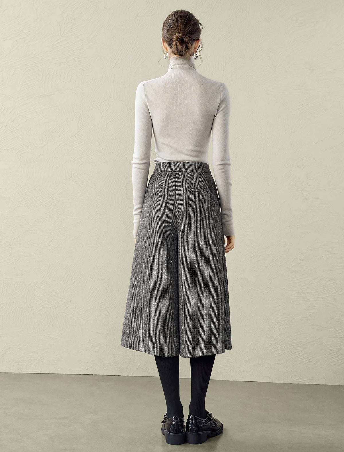 Herringbone Wool-Blend Culottes