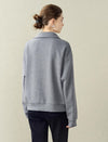 Polo-Collar Contrast Trim Sweatshirt