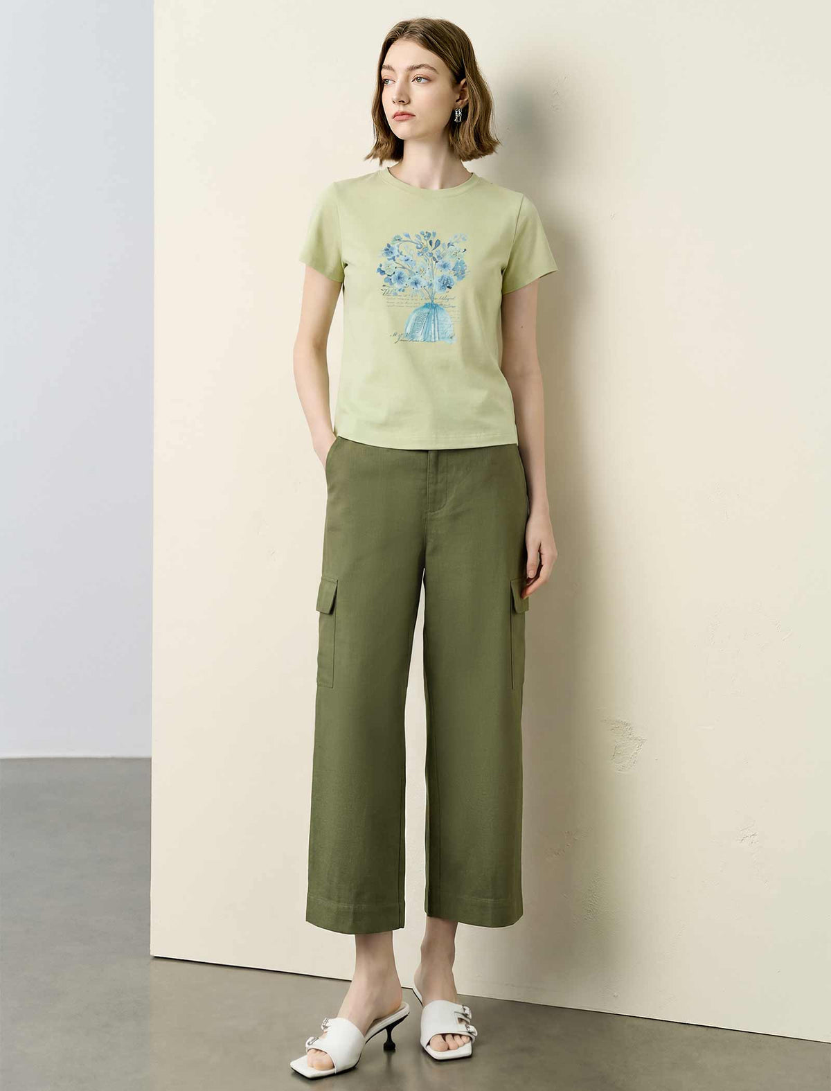 Cotton Straight‑Leg Ankle Cargo Pants