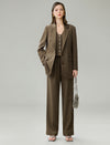 Linen Blend Wide-Leg Tailored Pants