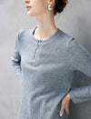 Waffle Texture Half Zip Long Sleeve Top