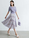 Vintage Floral Pleated A-Line Skirt