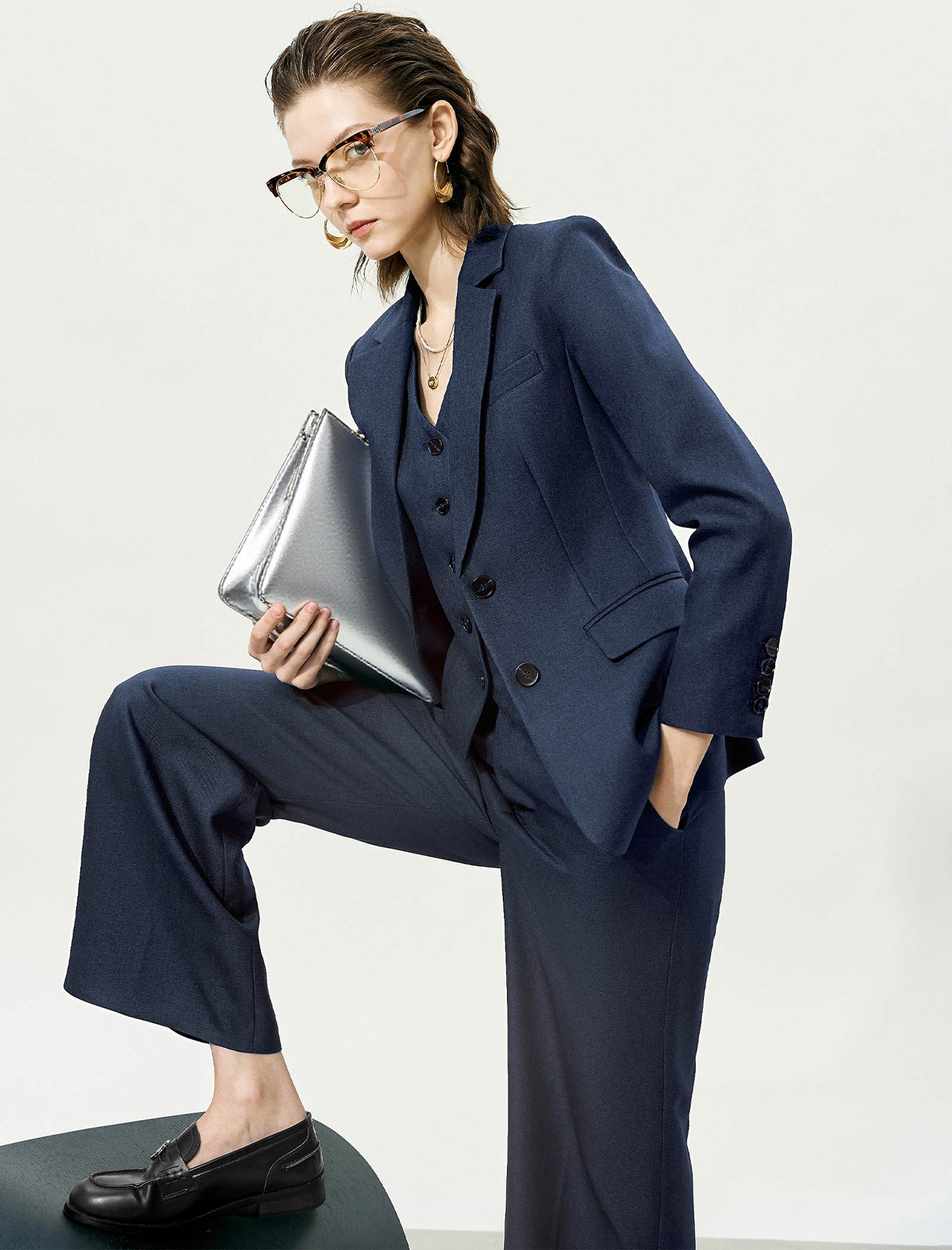 Solid Color Classic Suit Jacket