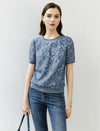 Lace Floral Contrast Trim Short Sleeve Top