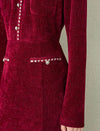 Burgundy Tweed Midi Dress