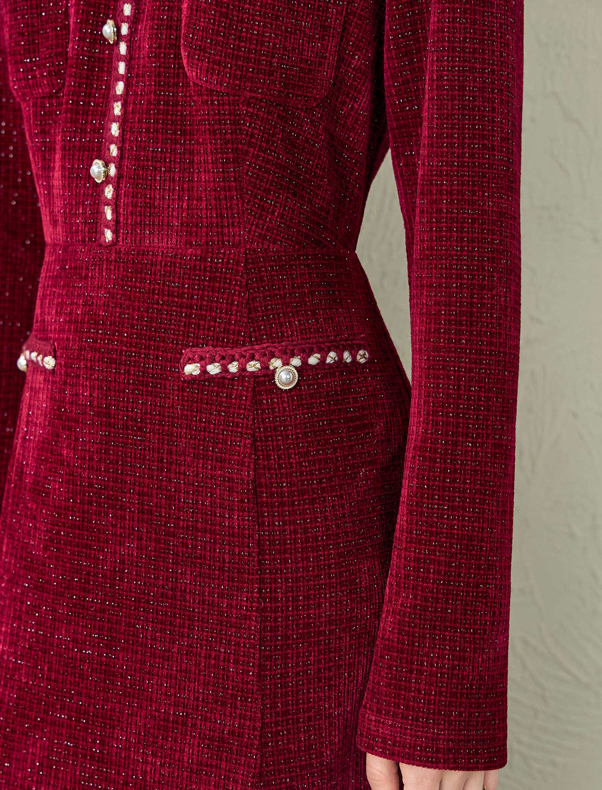 Burgundy Velvet Midi Dress