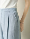 High Waisted Linen Blend Wide Leg Pants