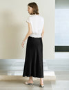 Solid Color Lace Hem Midi Skirt