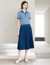 Navy White Striped Polo Short Sleeve Knit Top