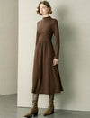Mock Neck Wrap Detail Long Sleeve Midi Dress
