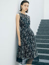 Sleeveless Floral Embroidered Mesh Midi Dress