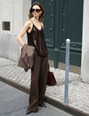 Sequin Front Adjustable Straps Chiffon Camisole