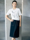 Abstract Floral Embroidered Knit Short Sleeve Top