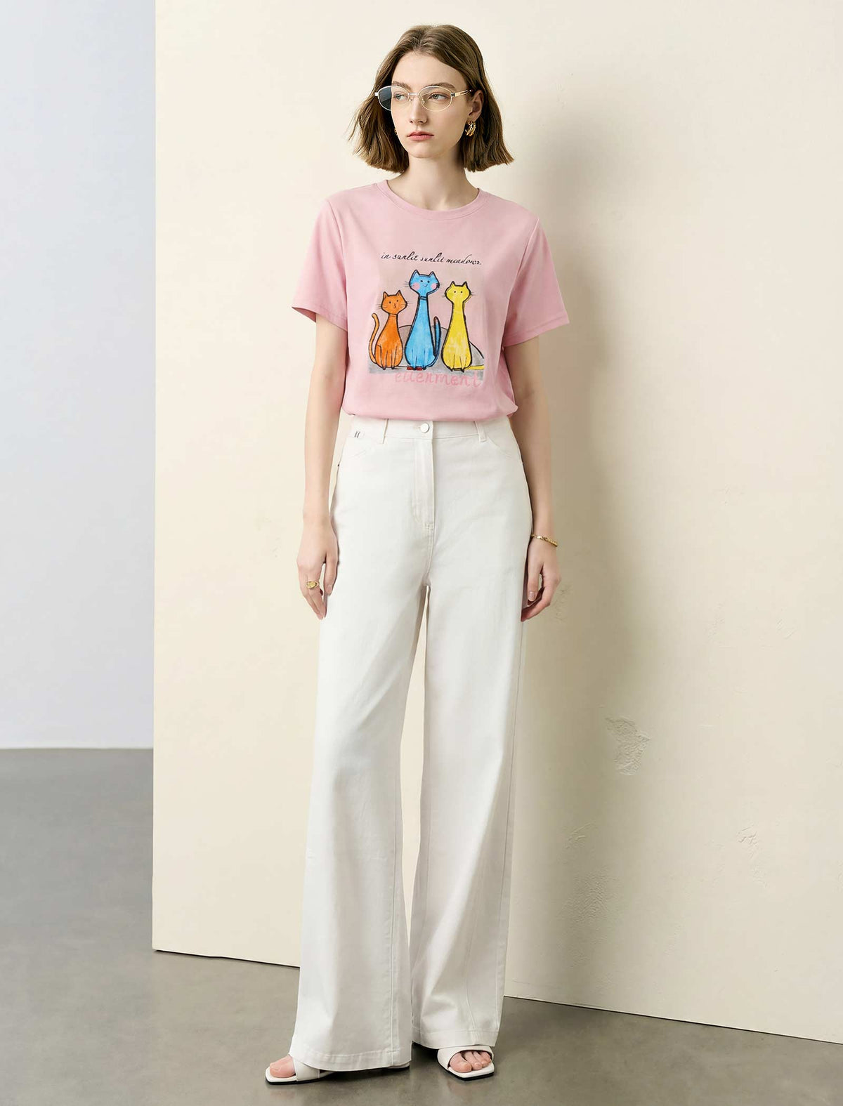 High Waisted Wide Leg Cotton Pants