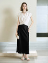 Elegant White V-Neck Twist Front Satin Top