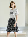 Leopard Heart Print Flared Skirt
