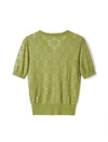 Retro Pearl Beaded Short Sleeve Knit Top
