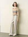 Colorful Striped Short Sleeve Knit Top