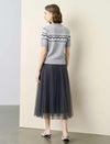 Fair Isle Pattern Short Sleeve Knit Cardigan