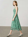 Sage Green Floral Lace Square Neck Cami Midi Dress