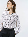 Star Print Mandarin Collar Blouse