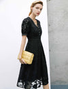V-Neck Waist-Cinched Short Sleeve Dress
