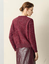 Burgundy Sequin Crew Neck Sweater