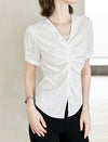 V-Neck Ruched Short Sleeve Top