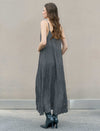 Charcoal Crinkled Sleeveless Maxi Slip Dress