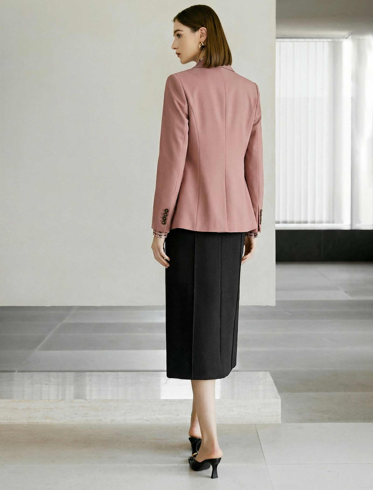 Blush Double-Breasted Blazer