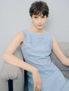 Light Blue Lace Detail Sleeveless Midi Dress