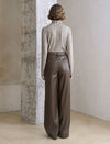 High-Waisted Faux Leather Wide-Leg Pants