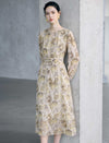 Floral Print Long Sleeve Midi Dress