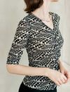 Black And White Abstract Print Knit Top