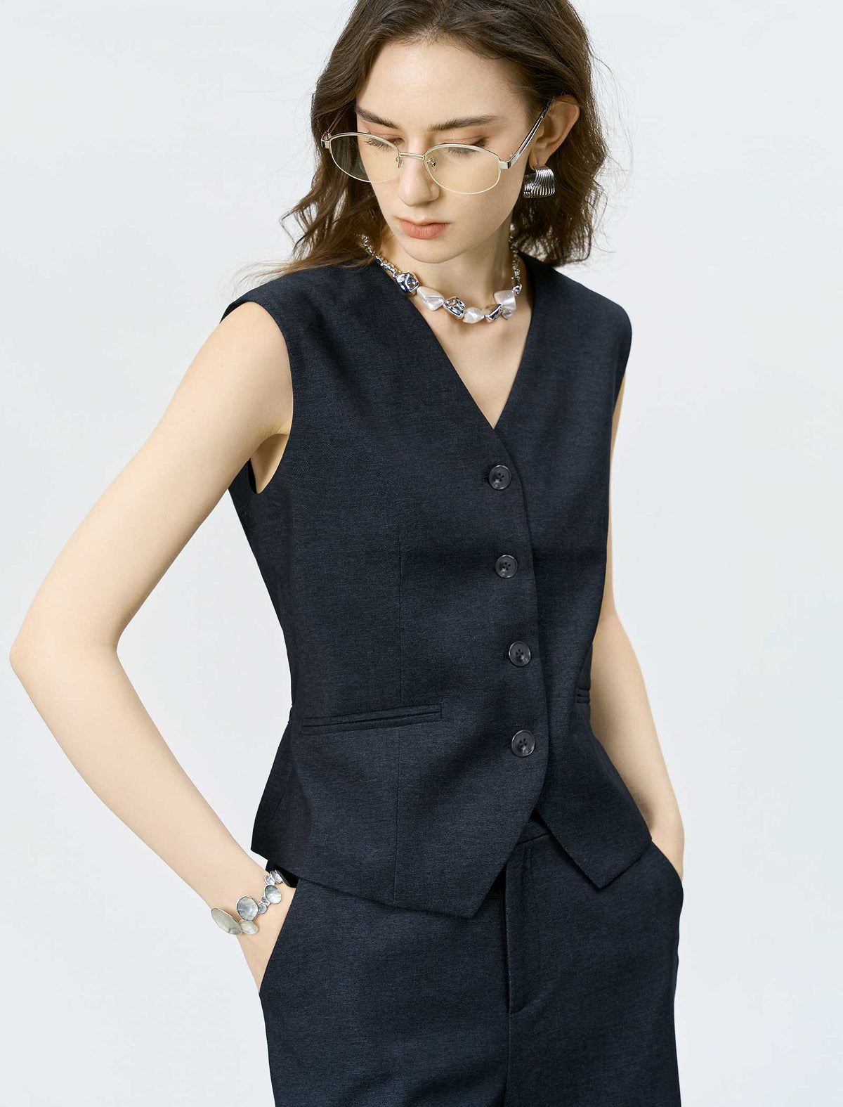 V‑Neck Sleeveless Waistcoat Vest