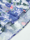 Blue Base Floral Print Pleated Midi Skirt