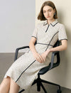 Ivory Polka Dot Contrast Trim Midi Shirt Dress
