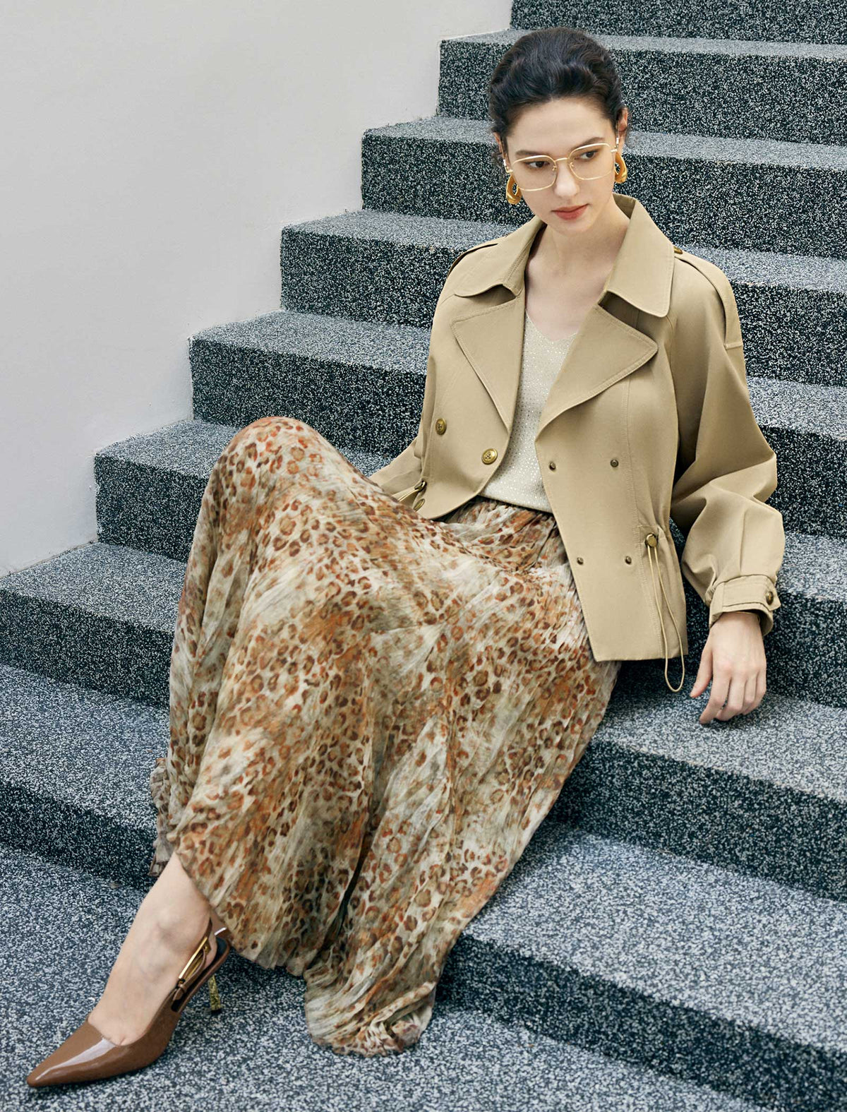 Short Double Breasted Trench Coat