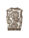 Crew Neck Abstract Art Jacquard Knit Vest