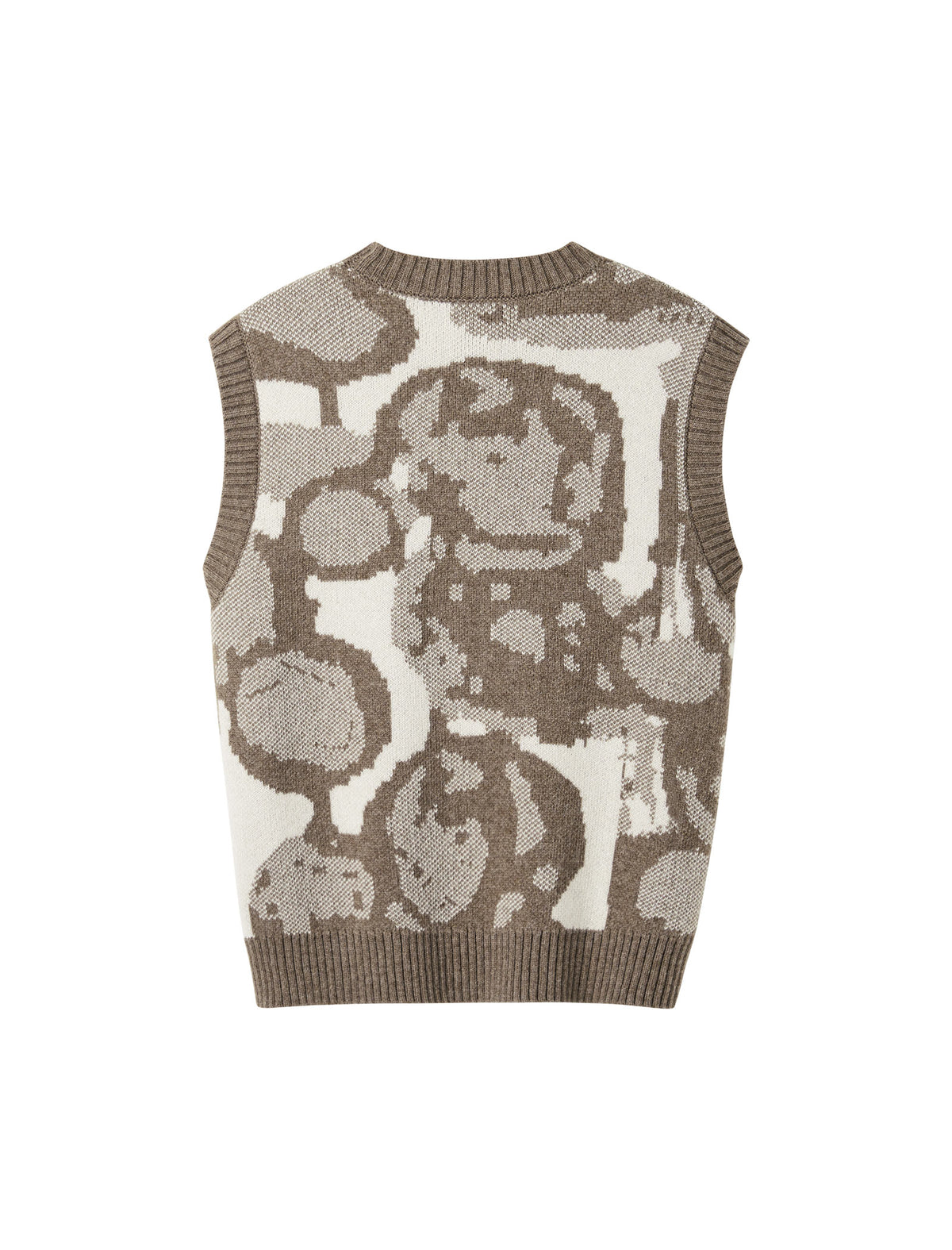 Crew Neck Abstract Art Jacquard Knit Vest
