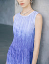 Ombre Crinkle Pleat Sleeveless Midi Dress