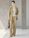 Notched Lapel Drawstring Waist Long Sleeve Jacket
