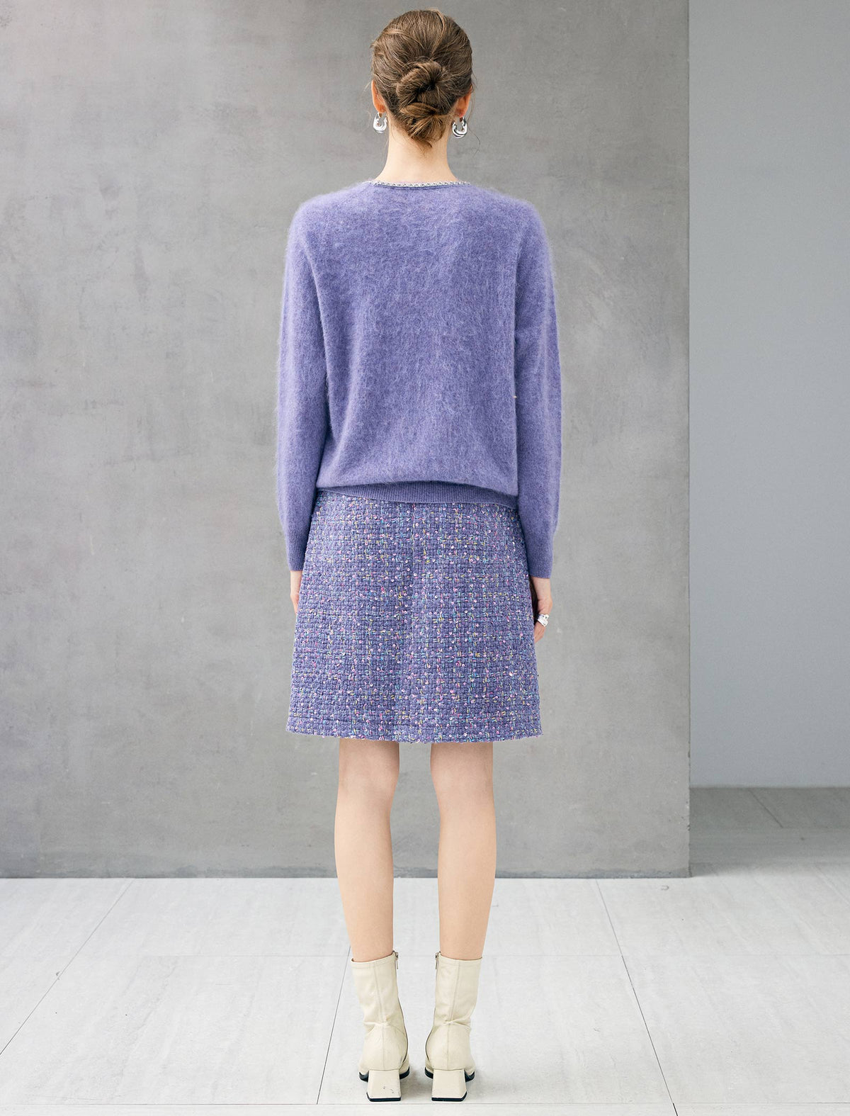 Wool and Mulberry Silk Blend Beaded V-Neck Sweater