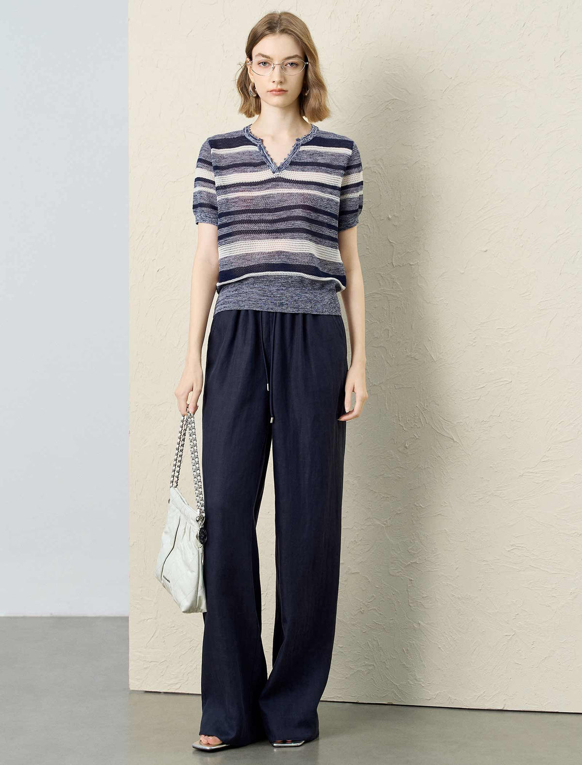 Linen Wide-Leg Drawstring Pants